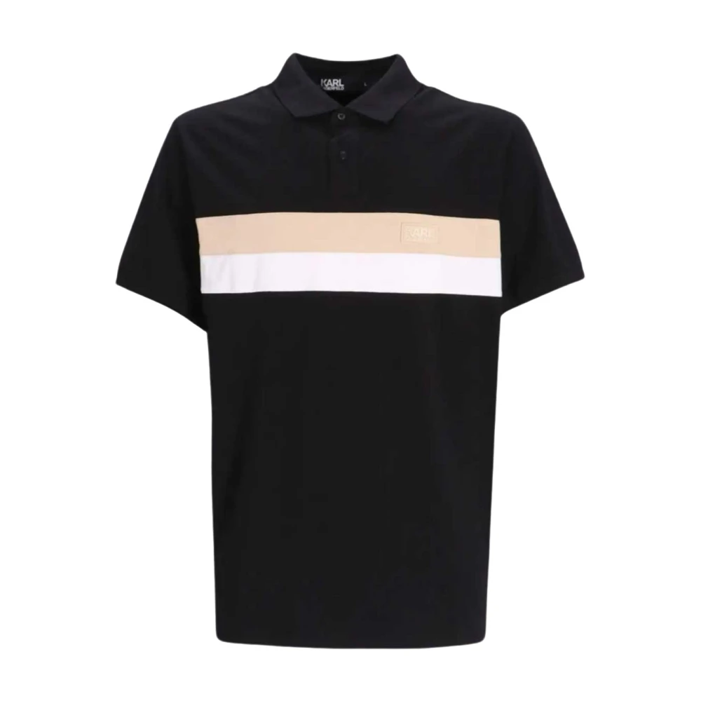 Karl Lagerfeld Polo Shirt met Logo in Reliëf in Zwart Black Heren