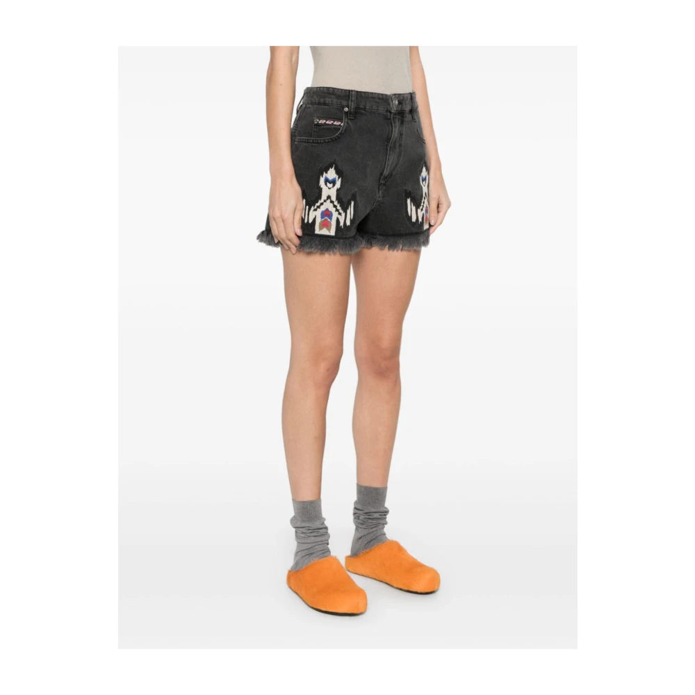 Isabel marant Geborduurde Denim Bermuda Shorts Gray Dames