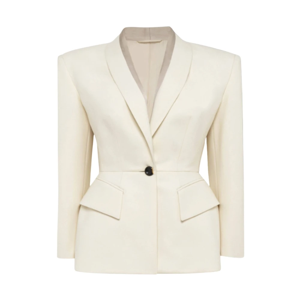 Del Core Peplum Shawl Kraag Jas Beige Dames
