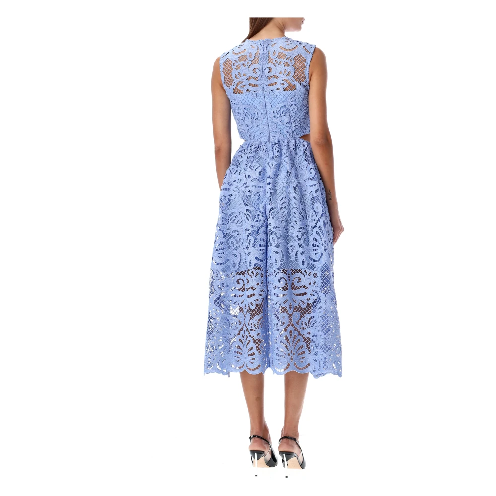Self Portrait Lichtblauwe Kant Uitgesneden Midi Jurk Blue Dames