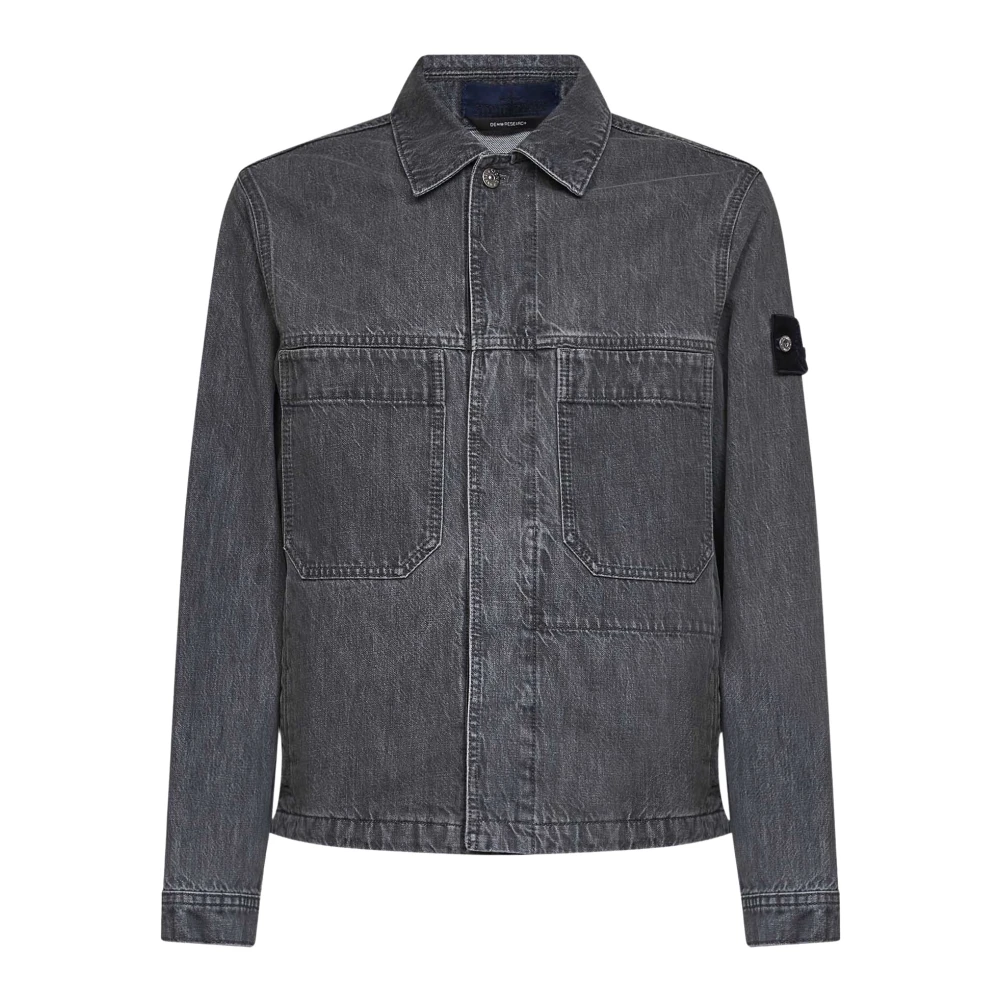 Stone Island Biker Jacket - Male - Denim Jackets - Gray - L - Jackets