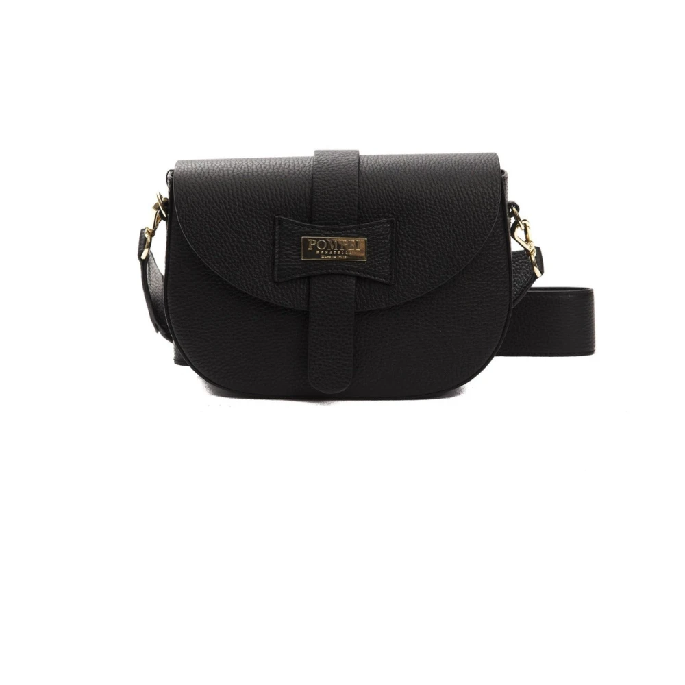 Pompei Donatella Läder Crossbody Väska med Logotyp Black, Dam