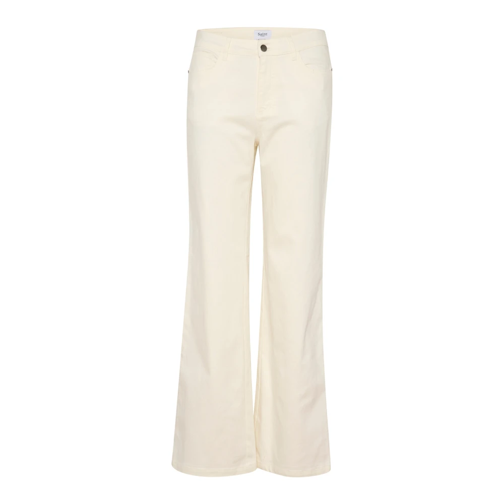 Saint Tropez Flared Wide Leg Jeans Ice Beige Dames