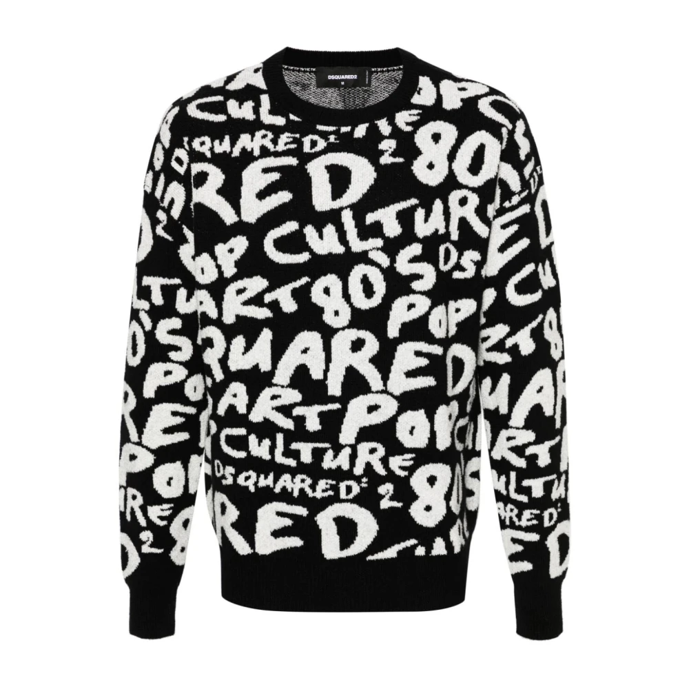 Dsquared2 Zwart Wit Crew-Neck Sweater Multicolor Heren