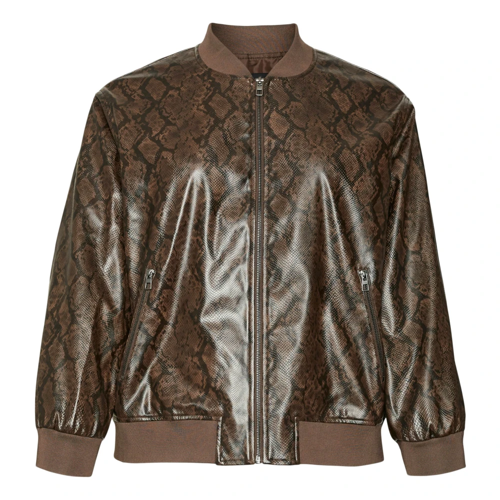 Vero Moda Slangenbomberjack in Chocolade Torte Slangenprint Brown Dames