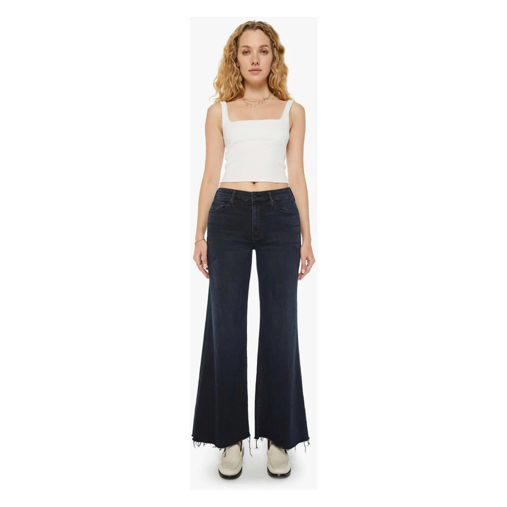 Mother Roller Fray Blauwe Jeans Blue Dames
