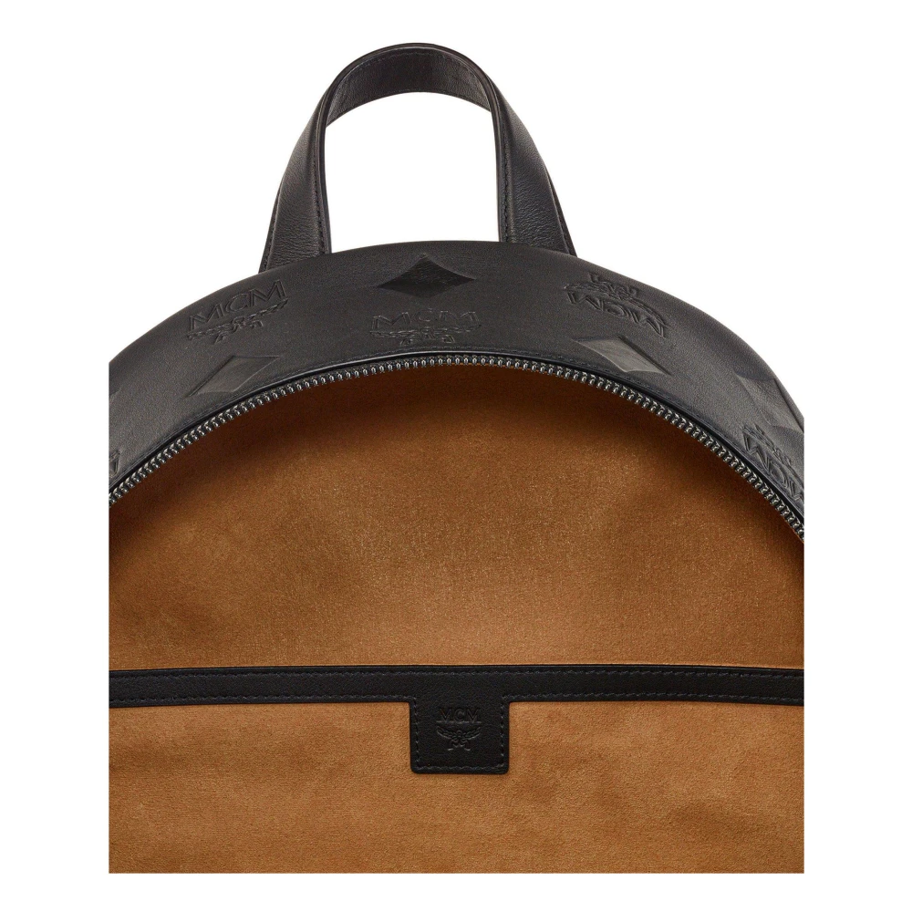 MCM Stark leren rugzak met Maxi-monogram Black Dames