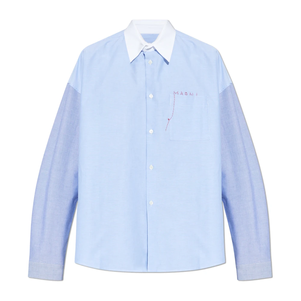 Marni Herr Blå Skjortor M, Bomull, Oversize Skjorta