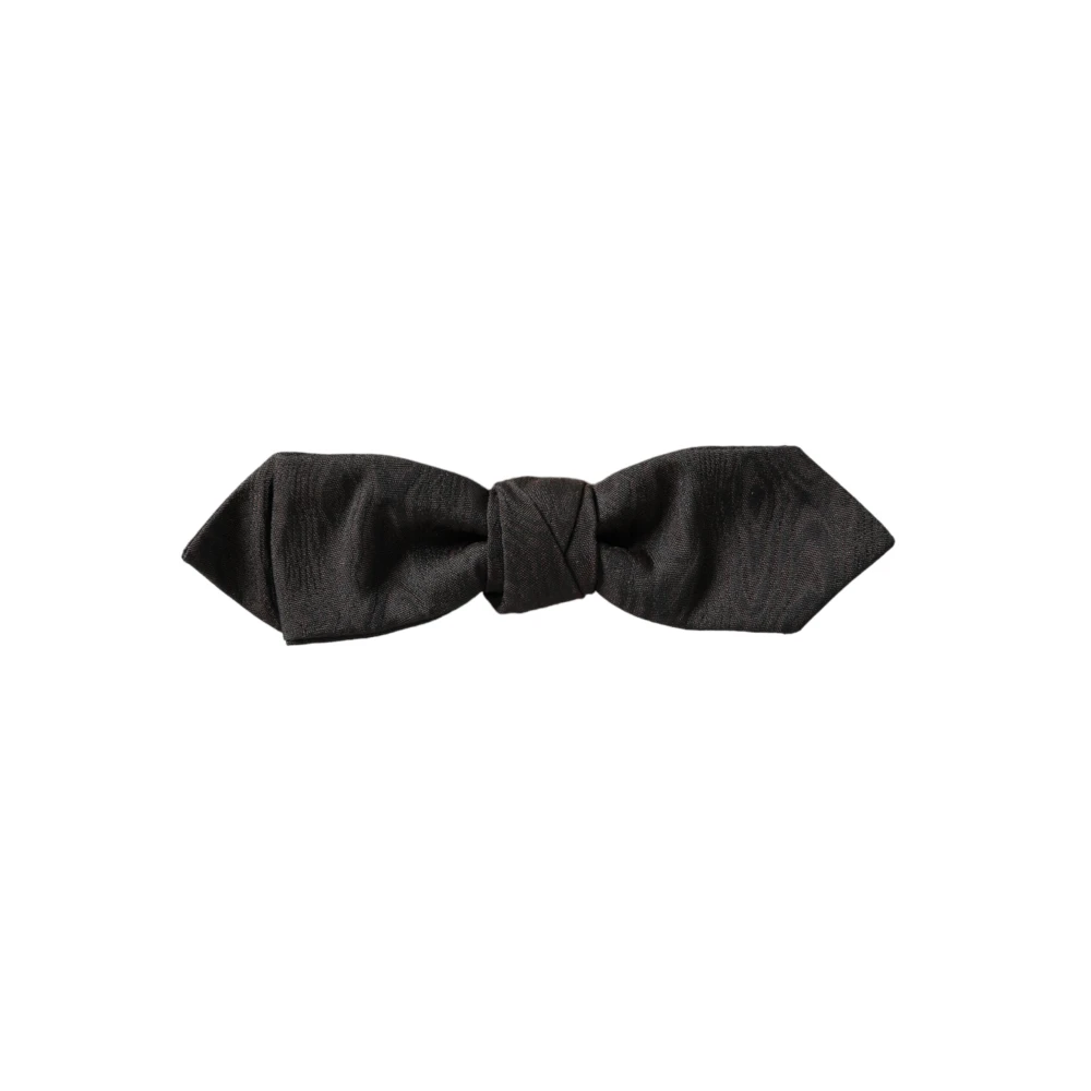 Dolce & Gabbana , Bow Ties, Male, Black, One Size, Adjustable Black Silk Men's Bow Tie - Image 3
