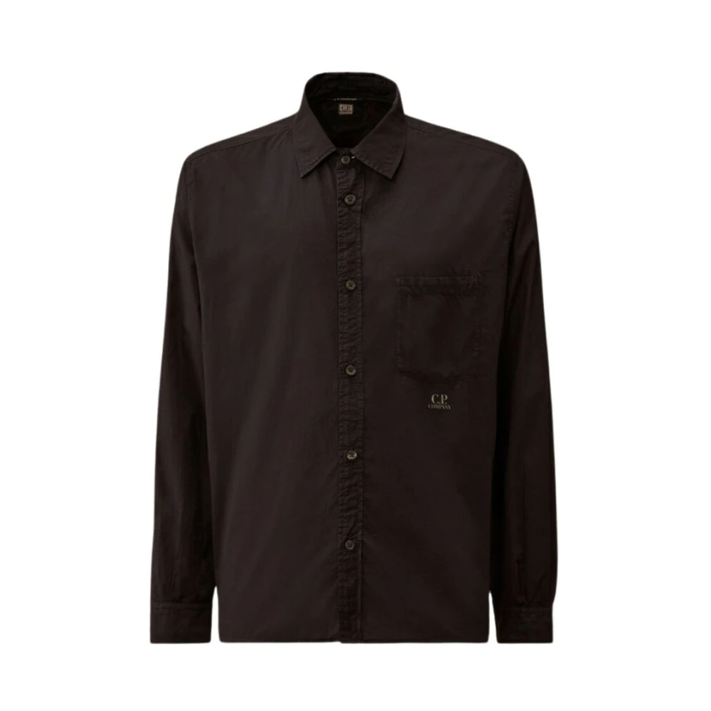 C.p. Company Men's Blue Light Mussola Long Sleeve Button Shirt - Casual Shirts - L - Shirts
