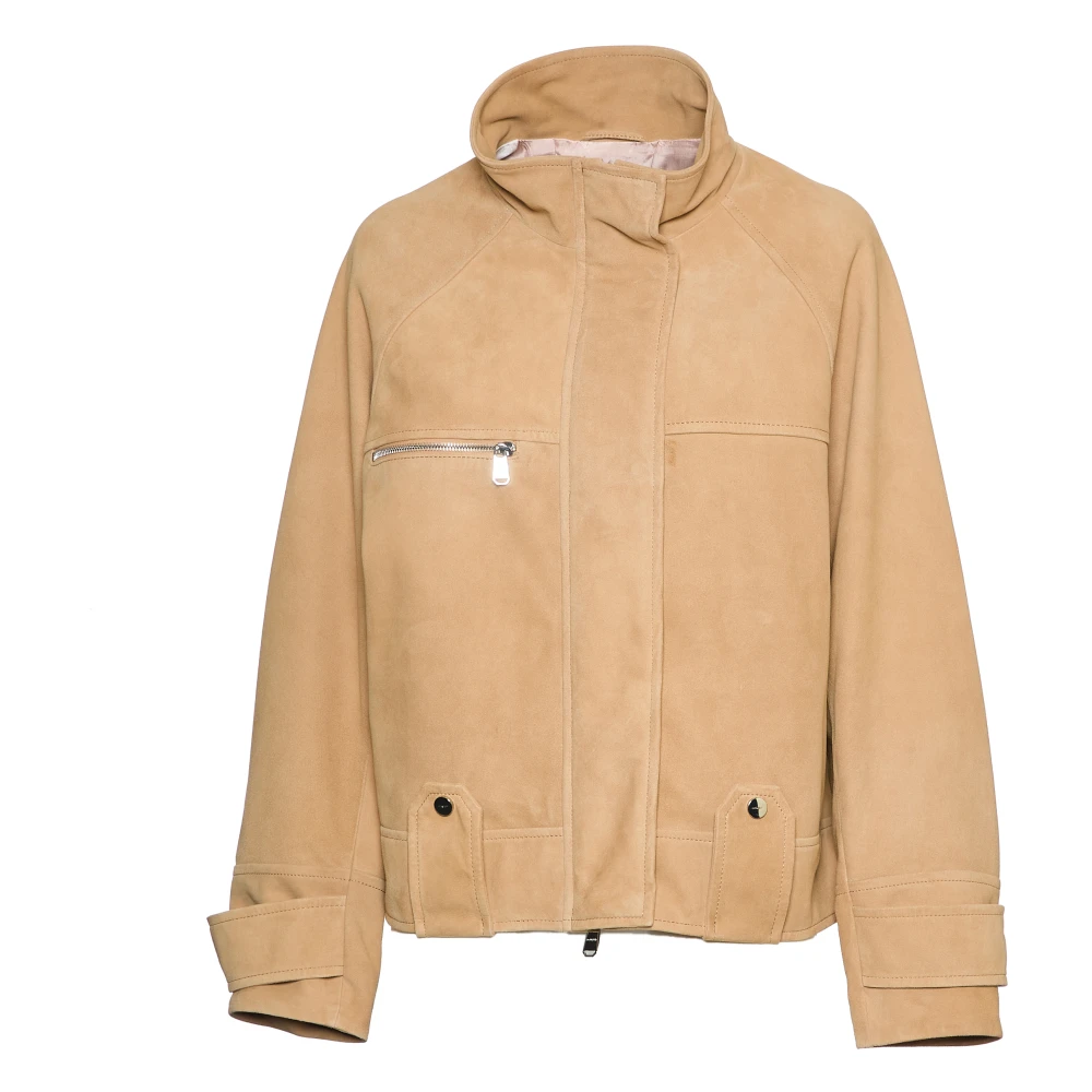 Dondup Suède Jas Biscotto Beige Dames