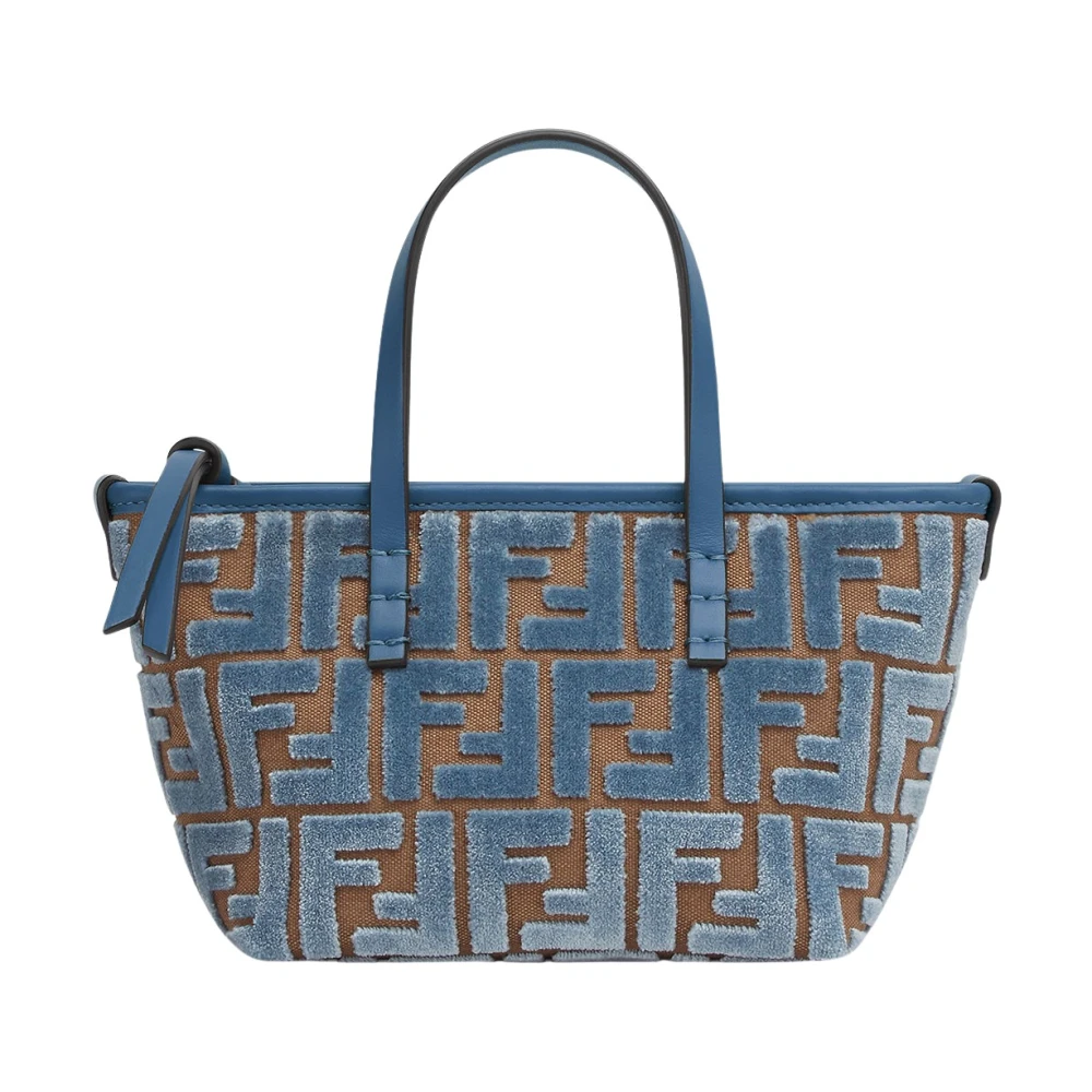 Fendi Heldere Blauwe Jacquard Velvet Tas Blue Dames