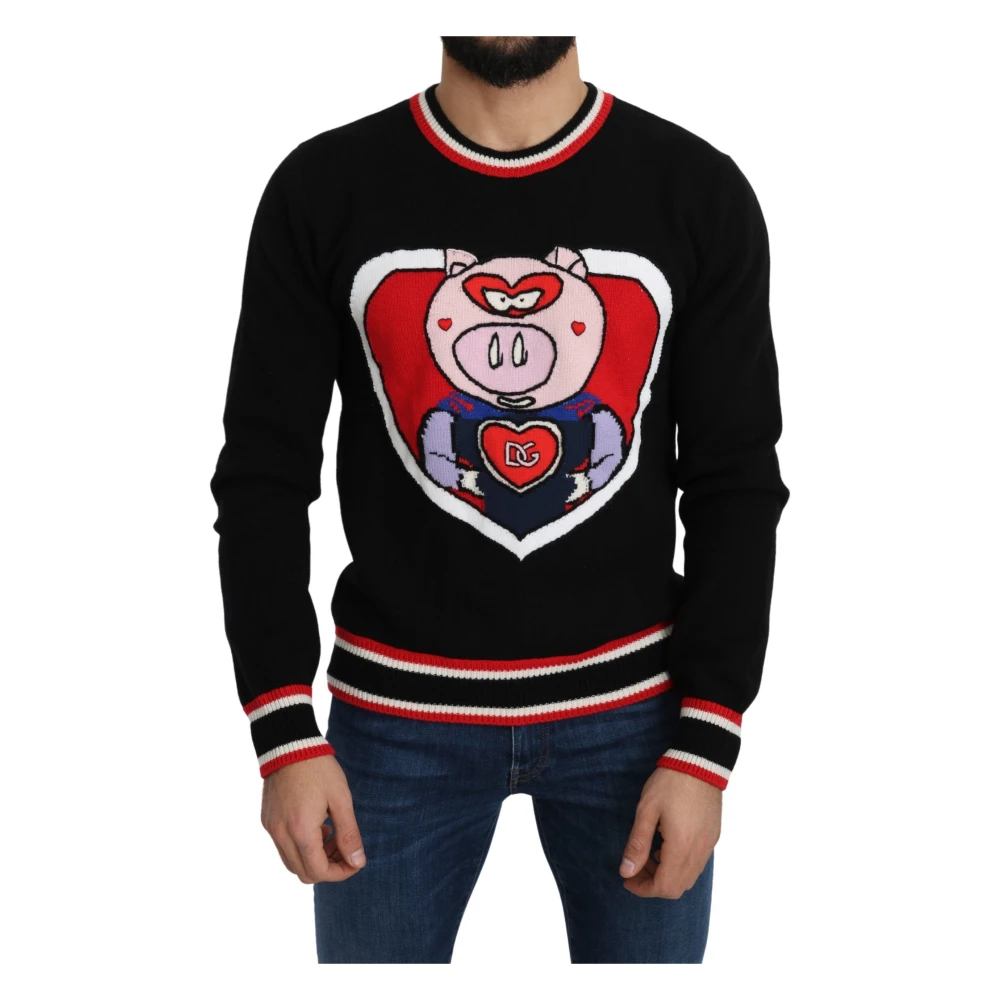 Dolce & Gabbana Men's Black Cashmere Pig Of The Year Sweater