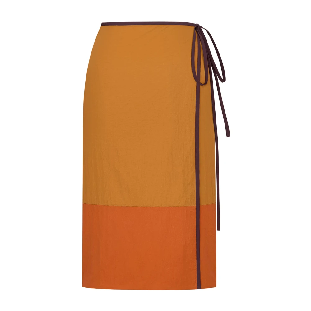 Saint Laurent Women's Orange Midi Skirts, S, Pencil Skirt In Nylon