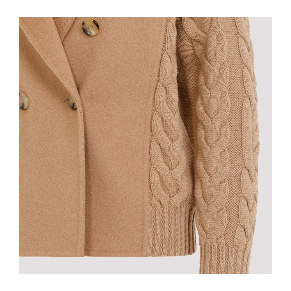 Max Mara Halve Jas Kabeltrui Kameel Brown Dames