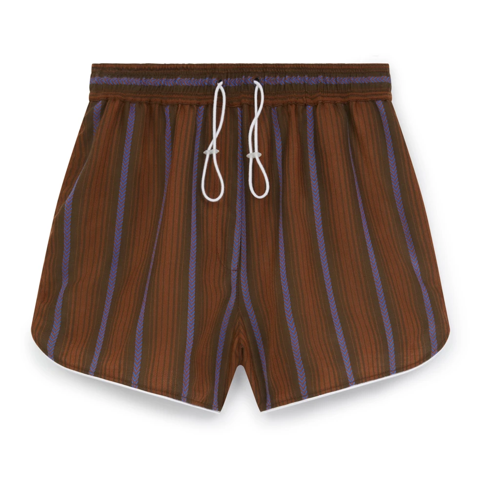 Wales Bonner Herringbone Wool Life Shorts Brown Dames