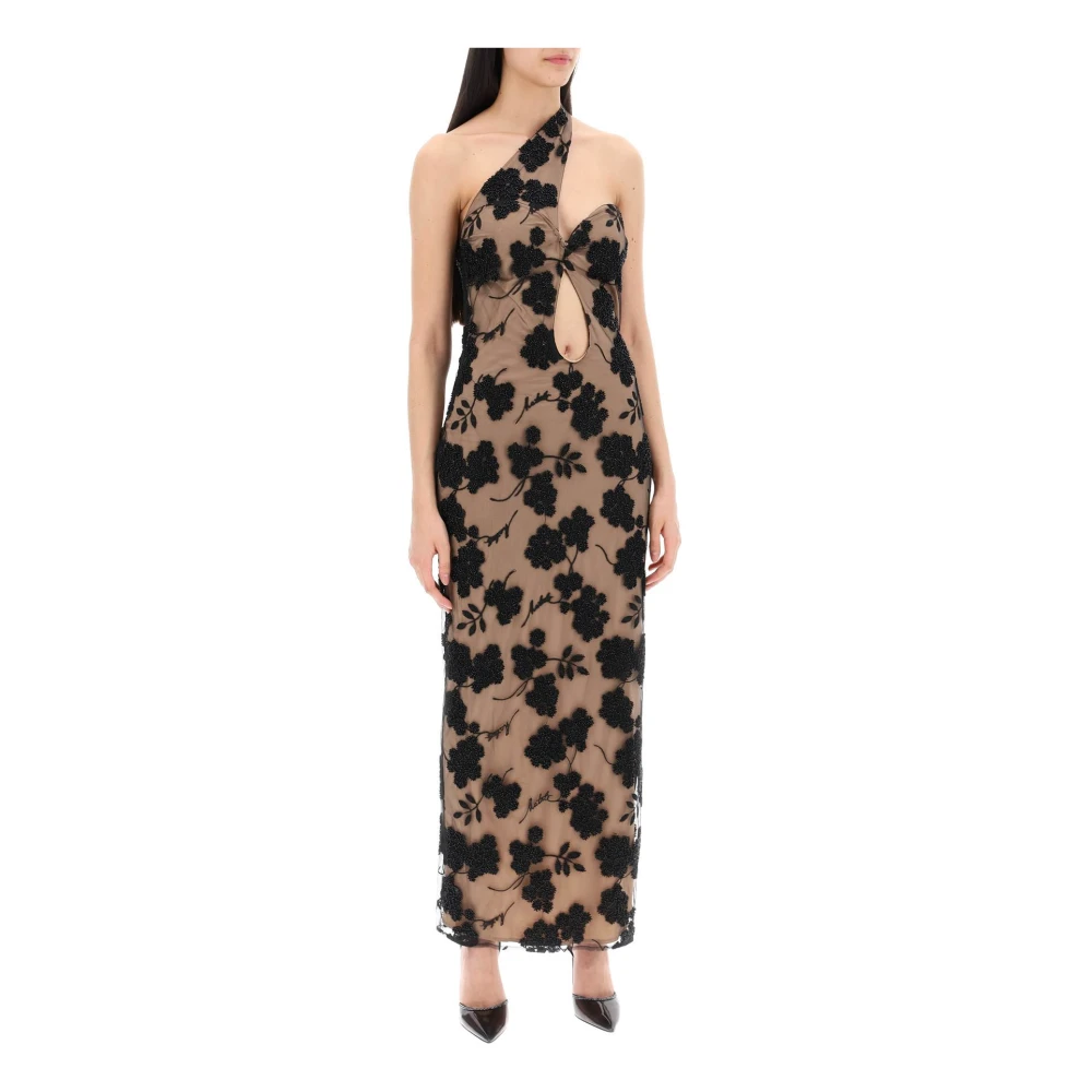 Rotate Birger Christensen Maxi Mesh Jurk met Kralen Versieringen Multicolor Dames