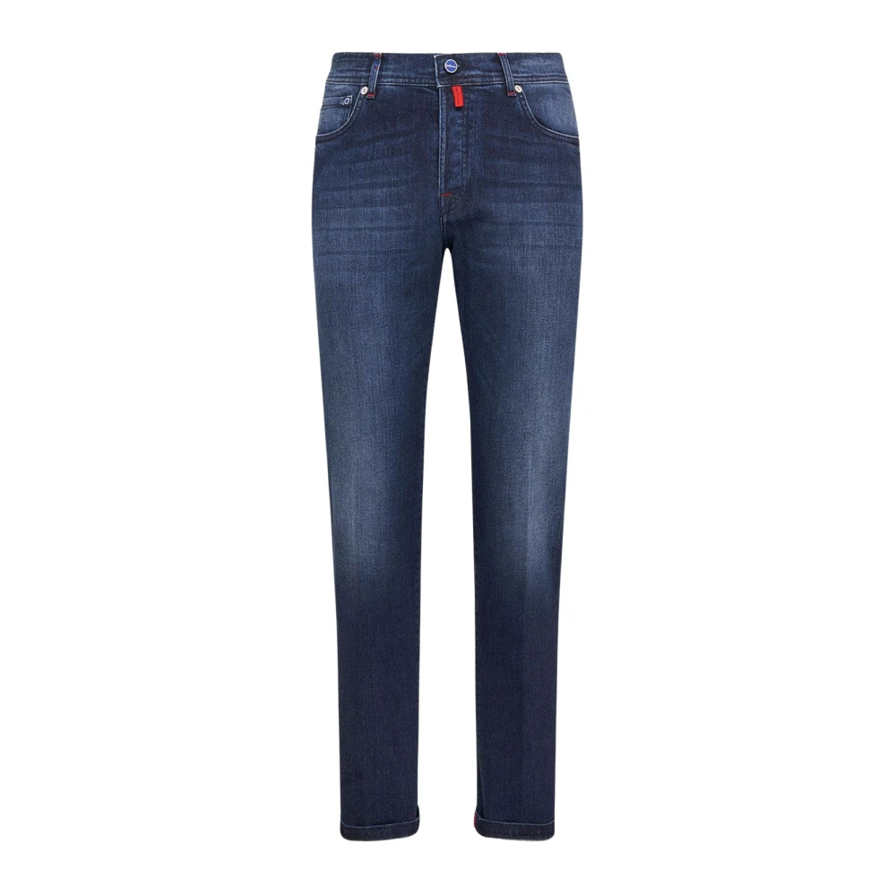 Kiton Blauwe Slim Fit Katoenen Jeans Blue Heren