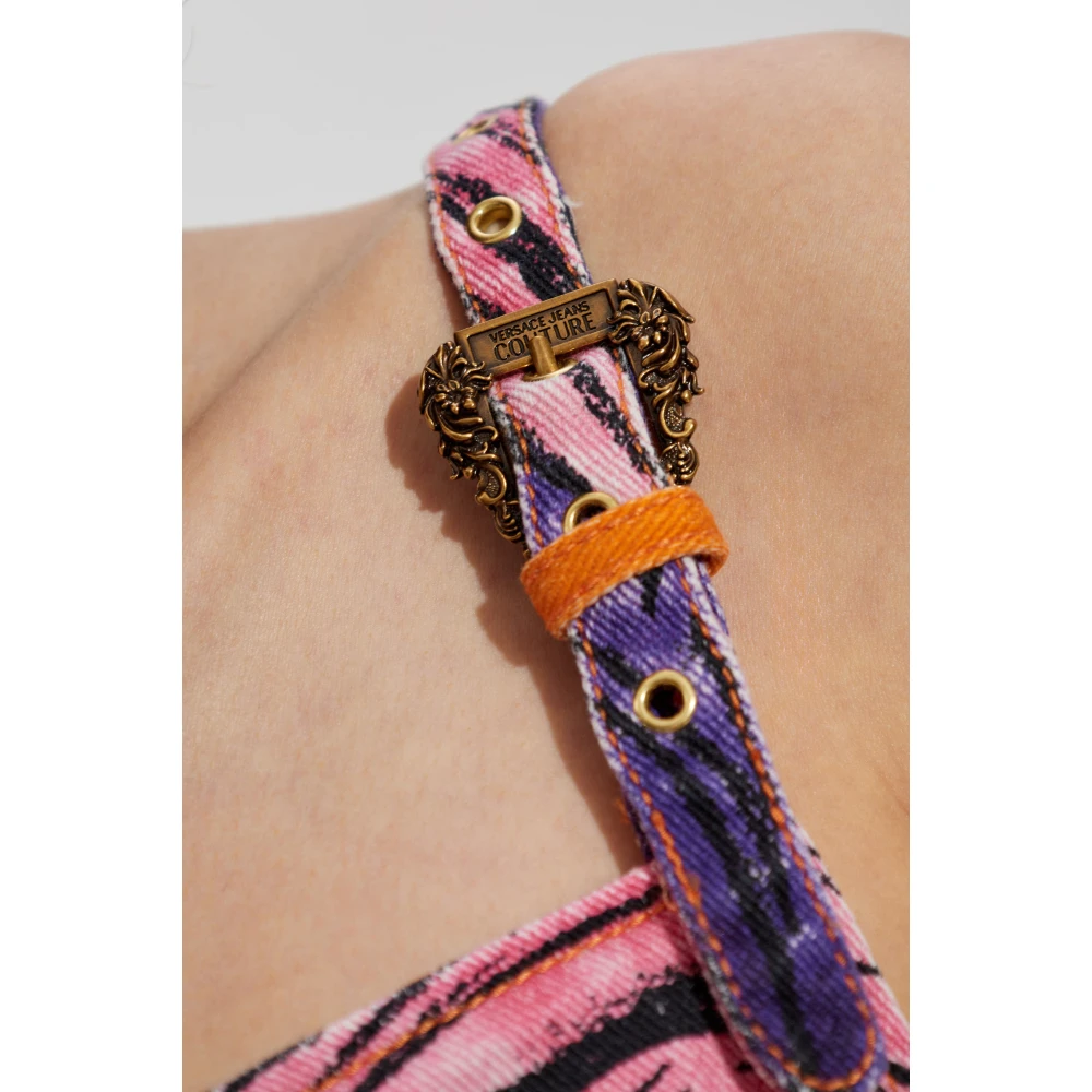 Versace Jeans Couture Denim jurk met bandjes Orange Dames