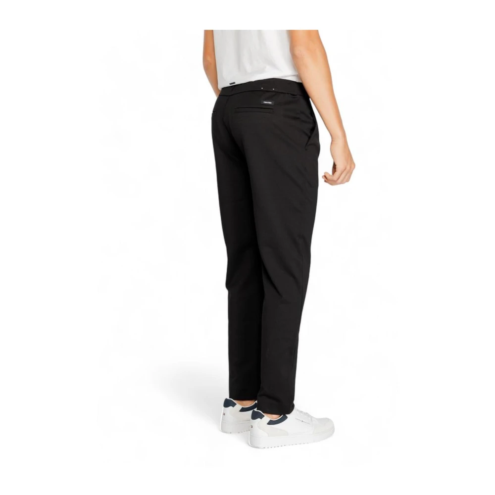 Calvin Klein Zwarte Polyester Viscose Blend Broek Black Heren