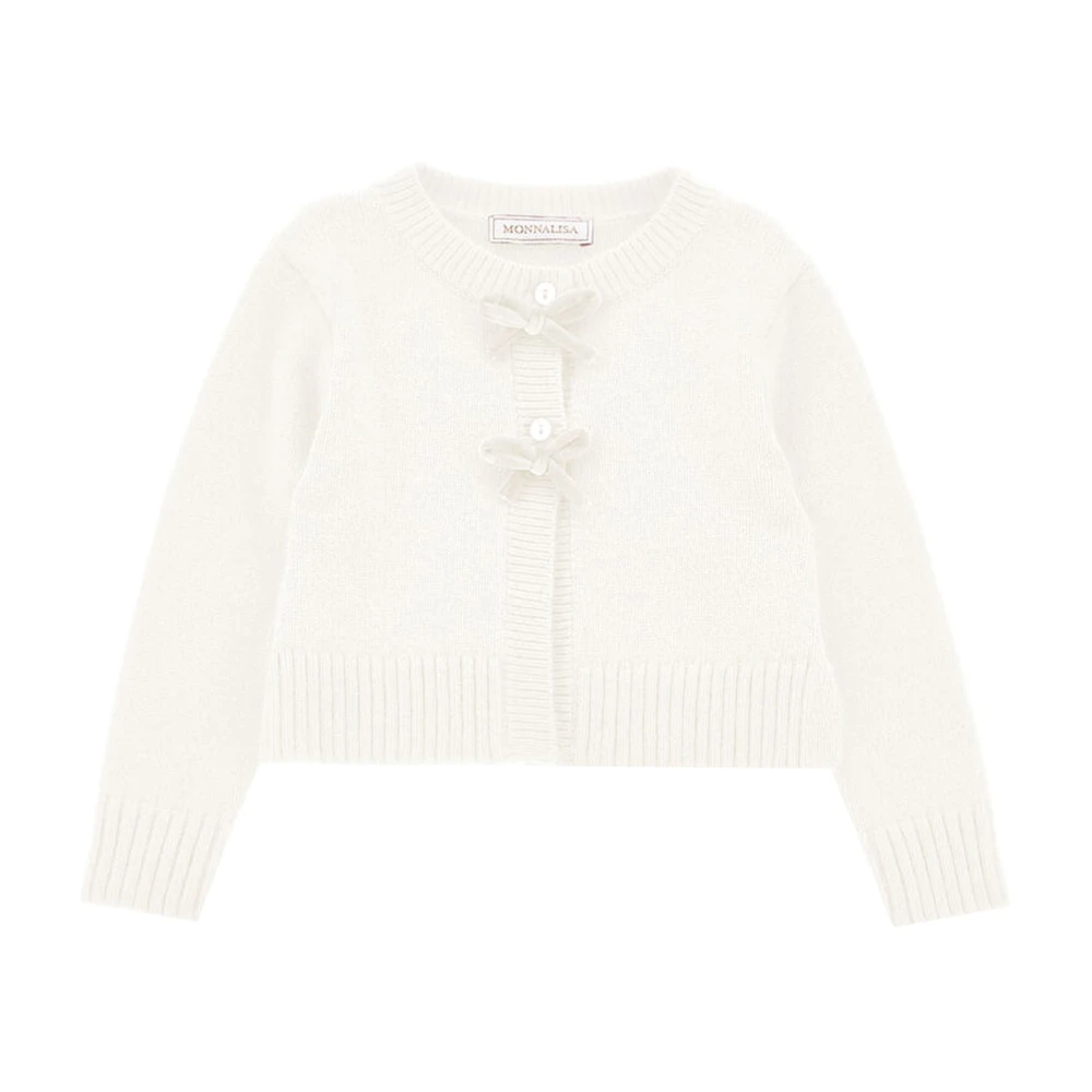 Monnalisa Girls White Maglia Cardigan In Misto Lana - Kids Cardigans - 18 M - Kids