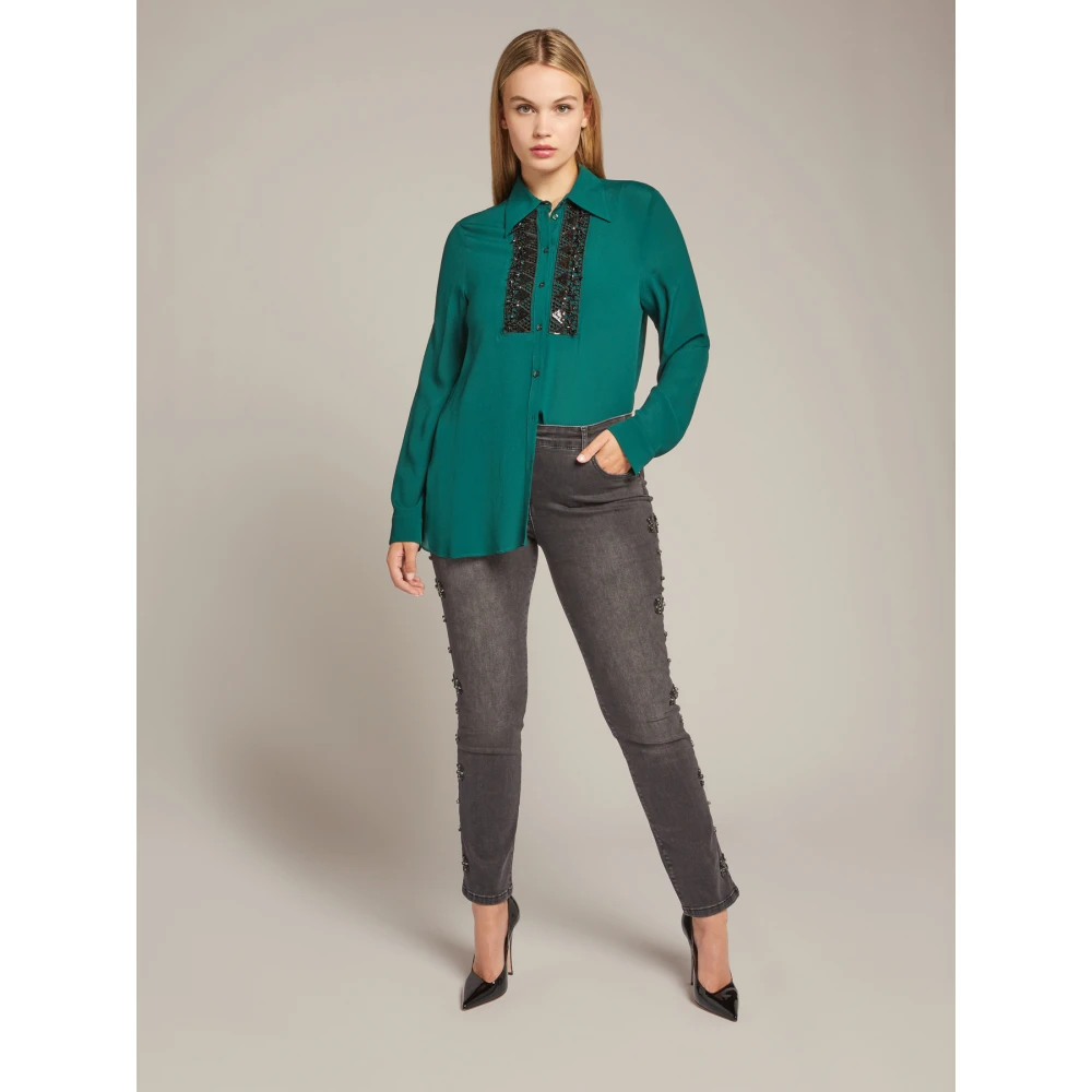 Elena Mirò Handgeborduurde jeans Gray Dames