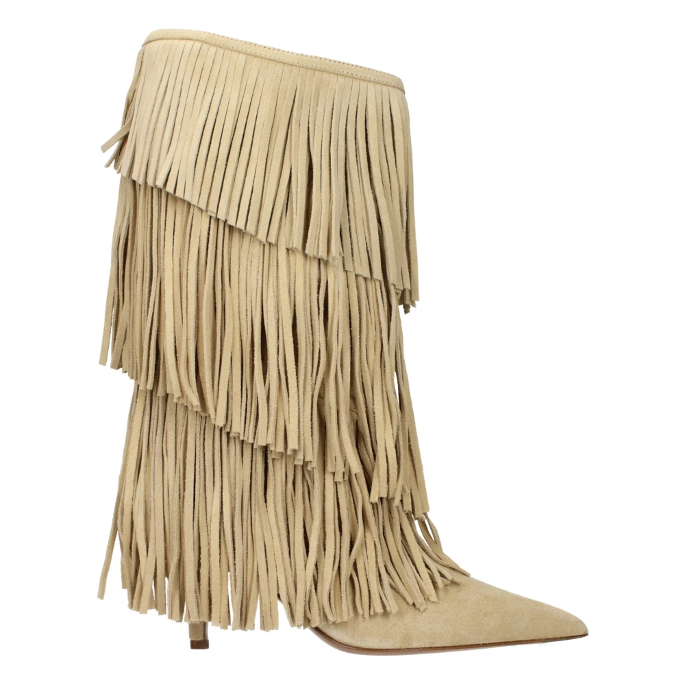Paris Texas Beige Leather Boots - Female - Cowboy & Biker Boots - Beige - 3 Uk - Shoes