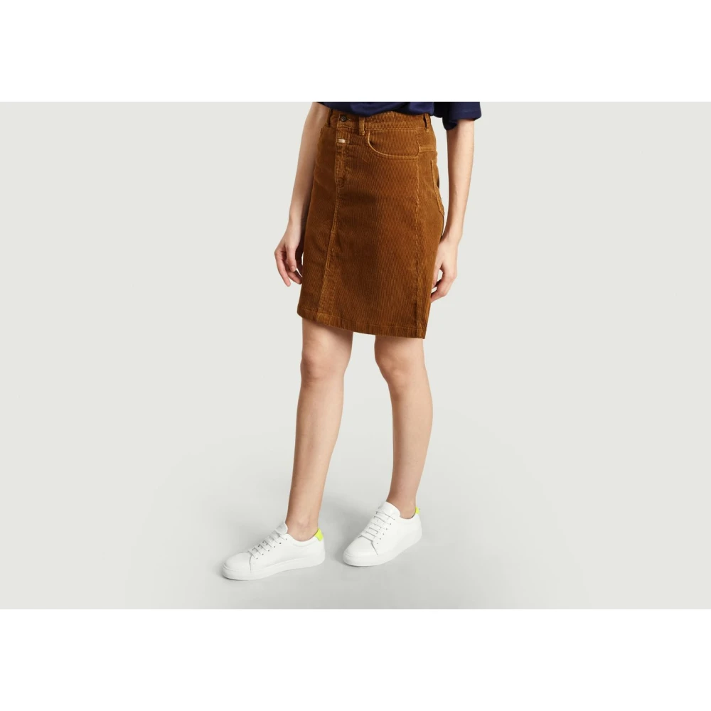 closed Bruine Corduroy A-Lijn Minirok Brown Dames