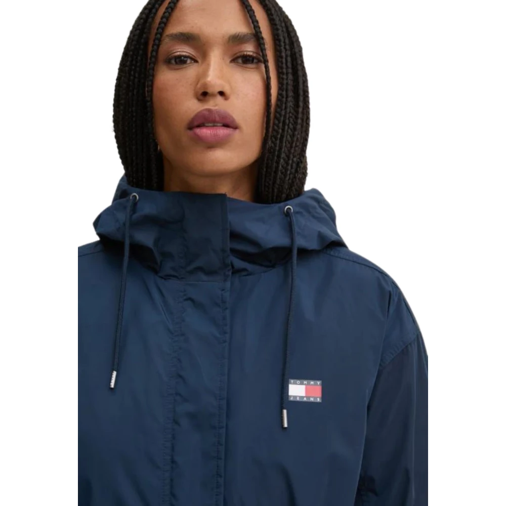 Tommy Hilfiger Blauwe Geïsoleerde Jas met Verstelbare Capuchon Blue Dames