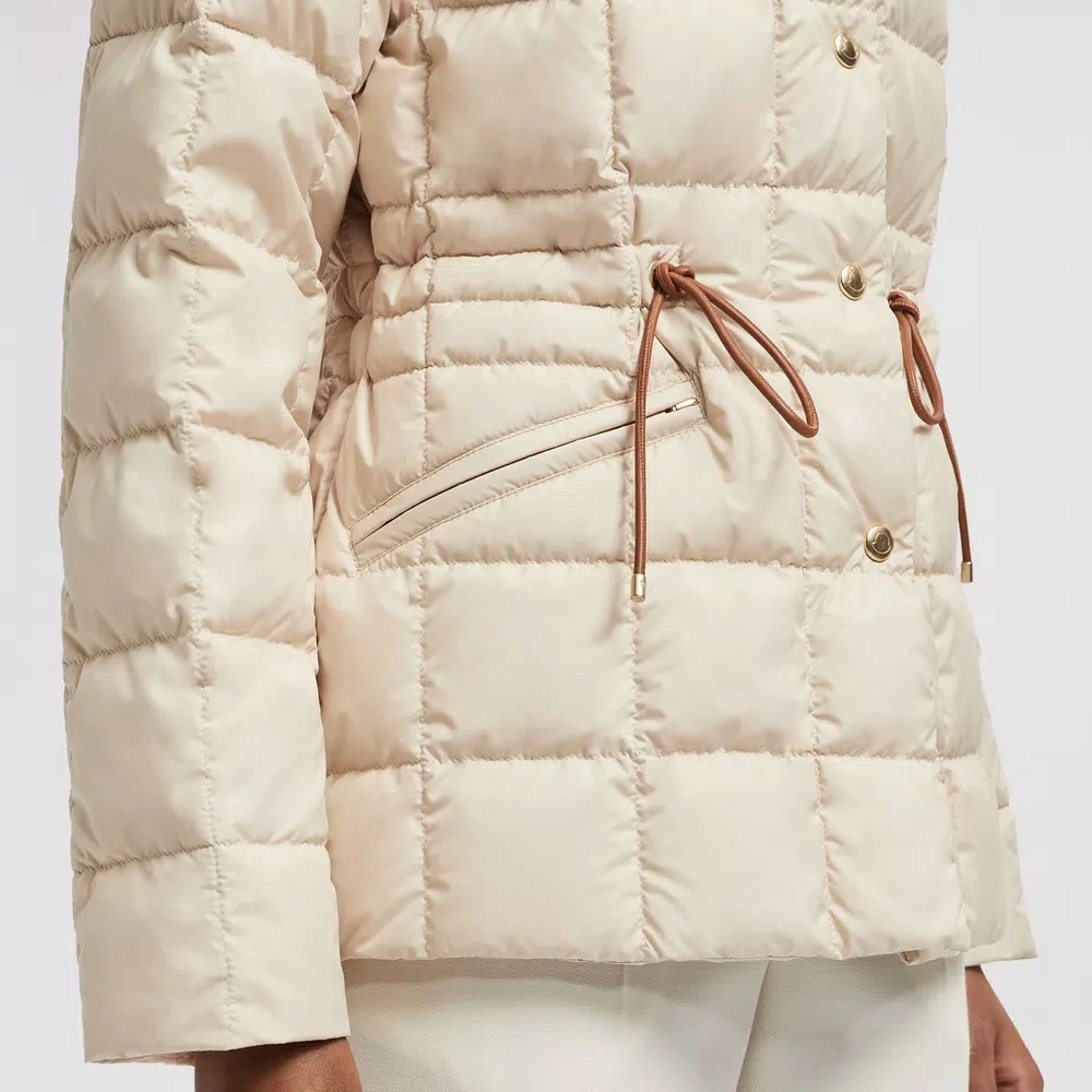 Moncler Korte donsjas met gebreide kraag Beige Dames