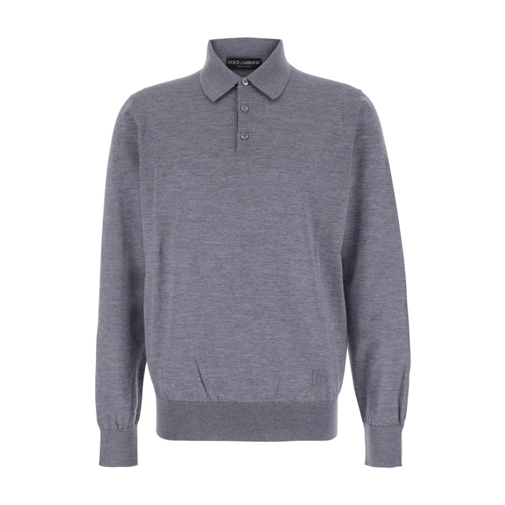 Dolce & Gabbana Men's Gray Polo Shirts, Xl, Wool Polo