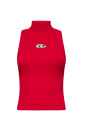 red-high-neck-sleeveless-top