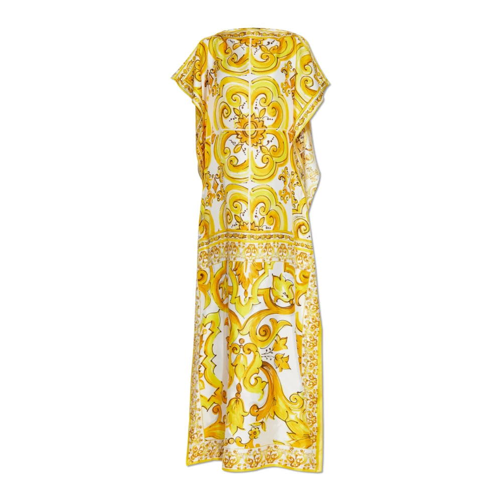 Dolce & Gabbana Jurk met 'Majolica' print Yellow Dames