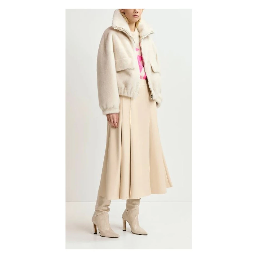 Essentiel Antwerp Oversized Faux Fur Blouson Jas Beige Dames