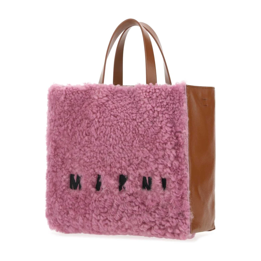 Marni Teddy Leren Winkelmand Purple Dames