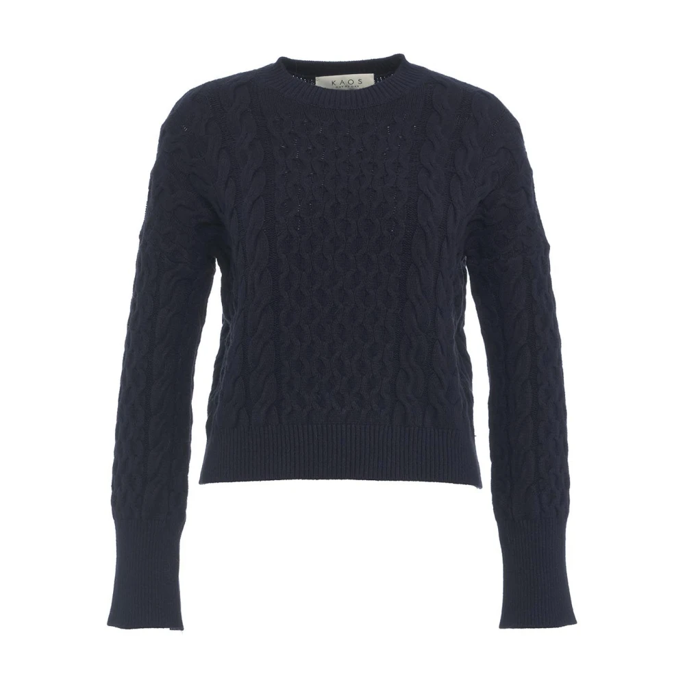Kaos Luxe Cable Knit Sweater Blue Dames