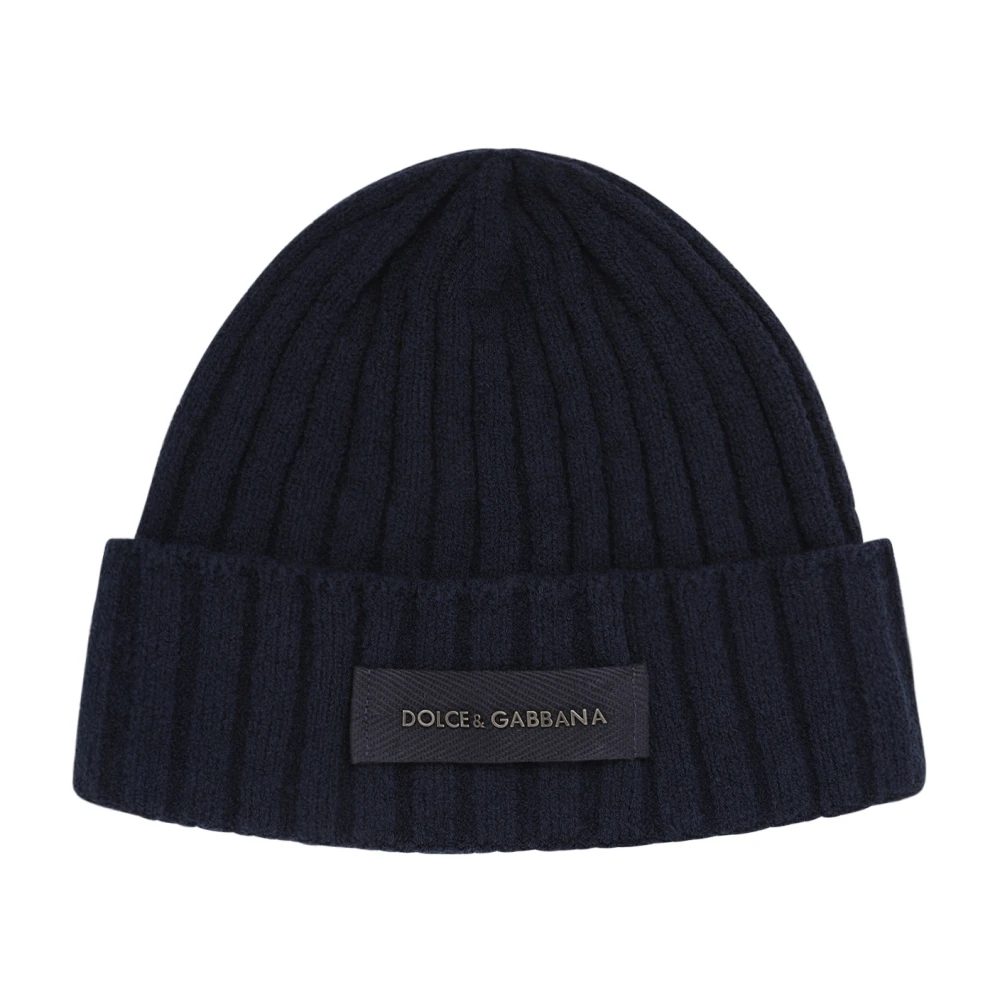 Dolce & Gabbana Ribbed Wool Beanie - Male - Accessories - Blue - One Size - Accessories