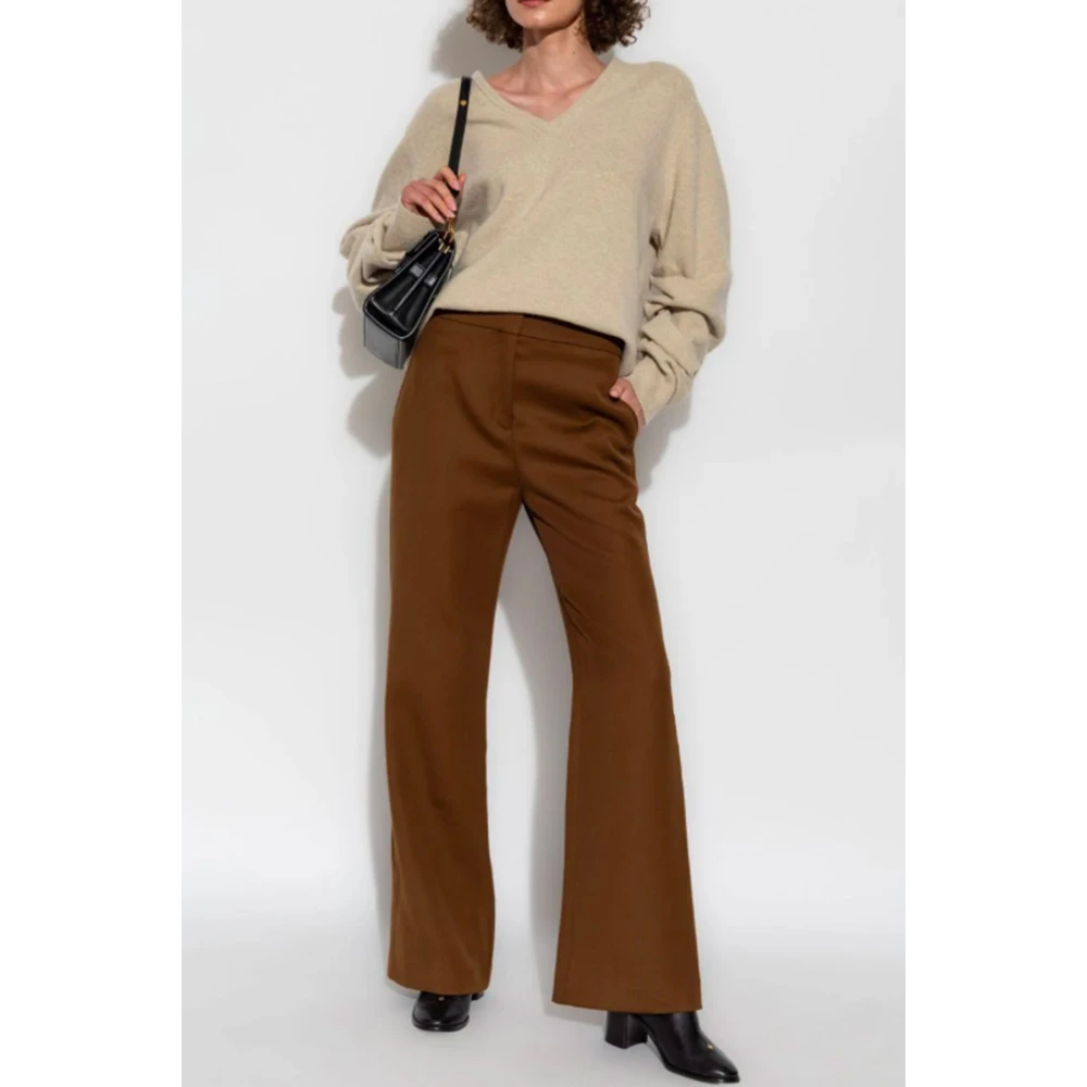 TORY BURCH Geborduurde V-hals Wollen Trui Beige Dames