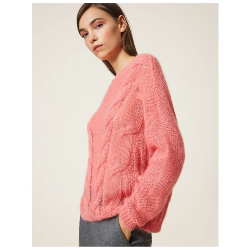 Twinset Oversized Mohair Trui Pink Dames