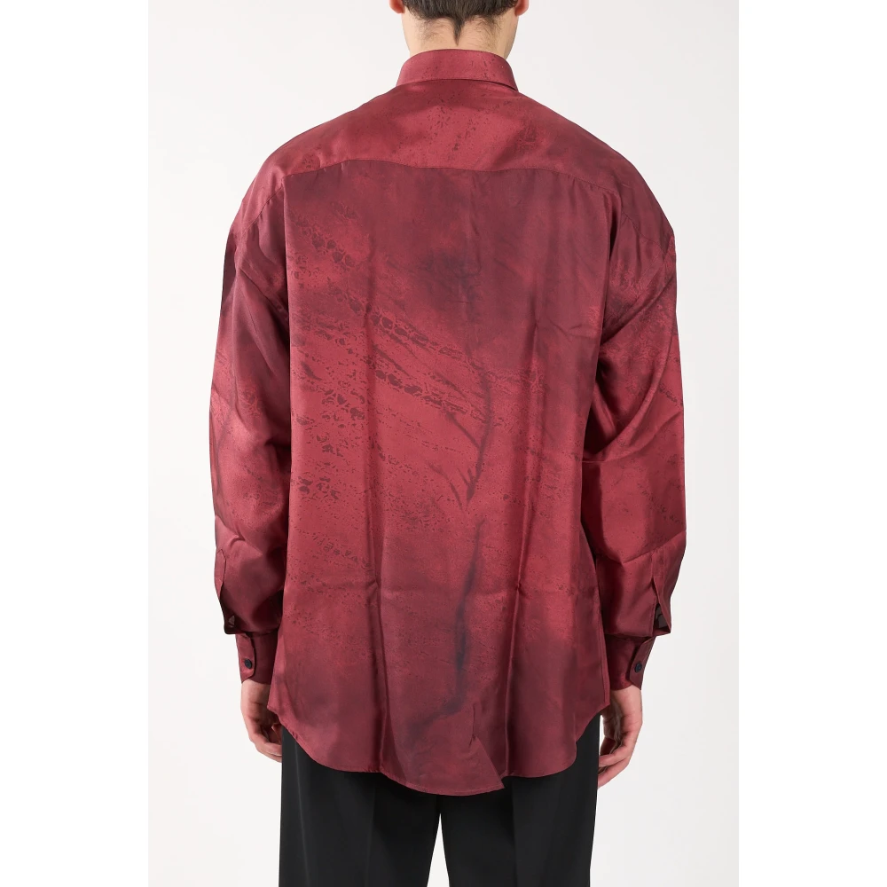 Costumein Zijden bedrukte overhemd met knoopsluiting Red Heren