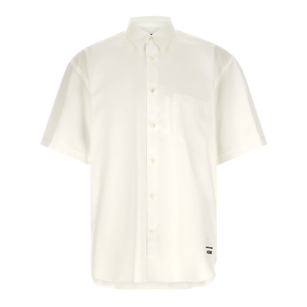 Comme Des Garçons Men's White Short Sleeve Shirts, L, Logo Embroidery Shirt