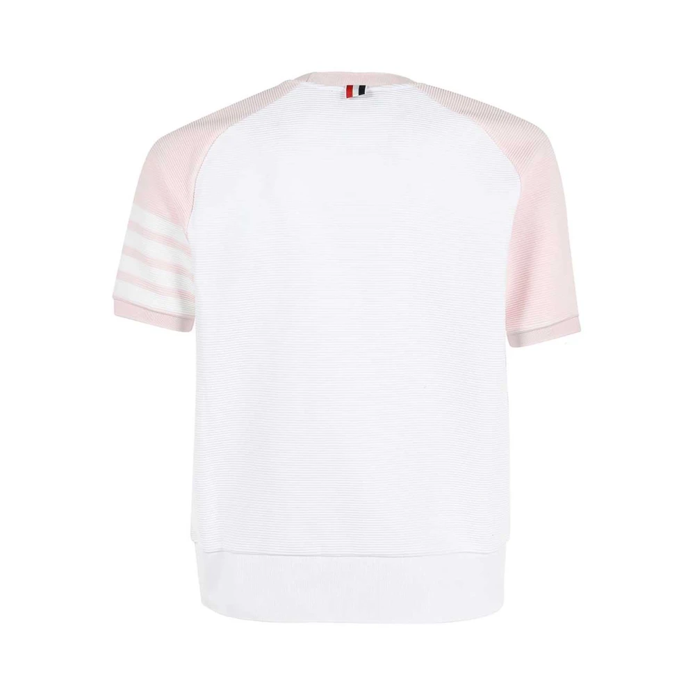 Thom Browne Gestreepte Katoenen Sweatshirt Korte Mouwen White Heren