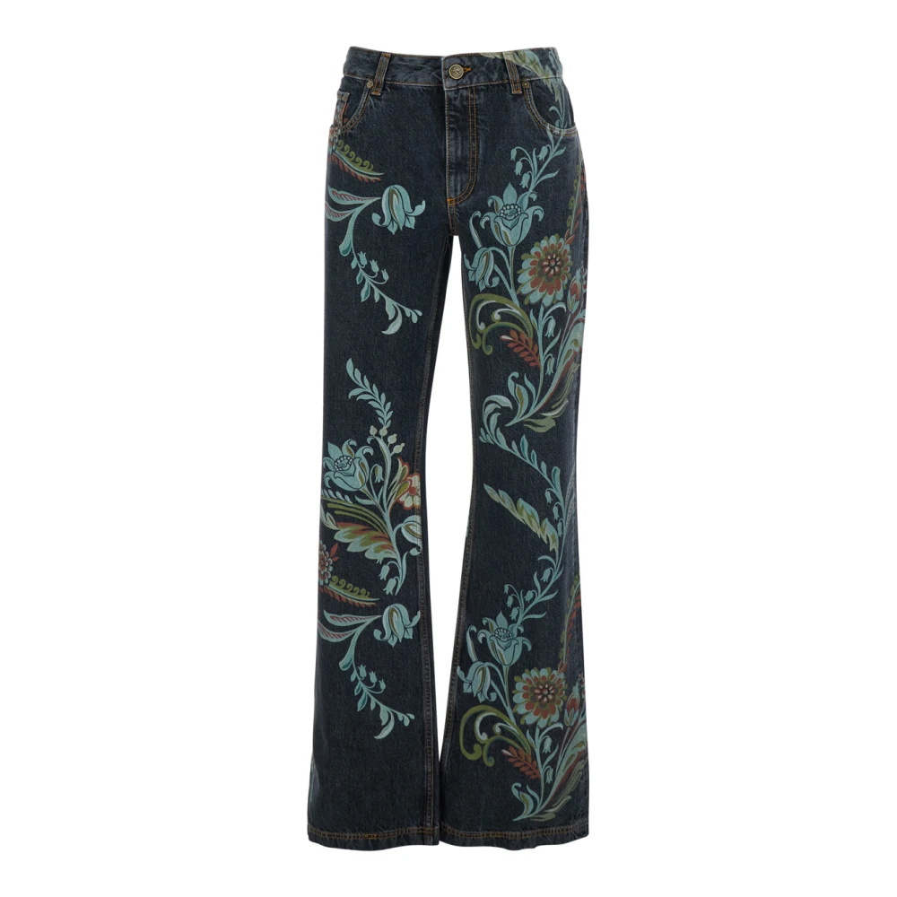Etro Women's Blue Printed Boot-Cut Jeans - Bootcut Jeans - W26 - Jeans