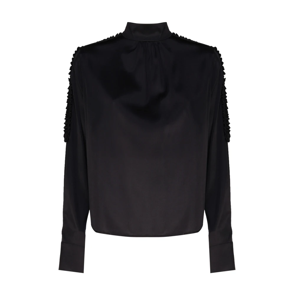 Pinko Zijden satijnen blouse met gerimpelde details Black Dames