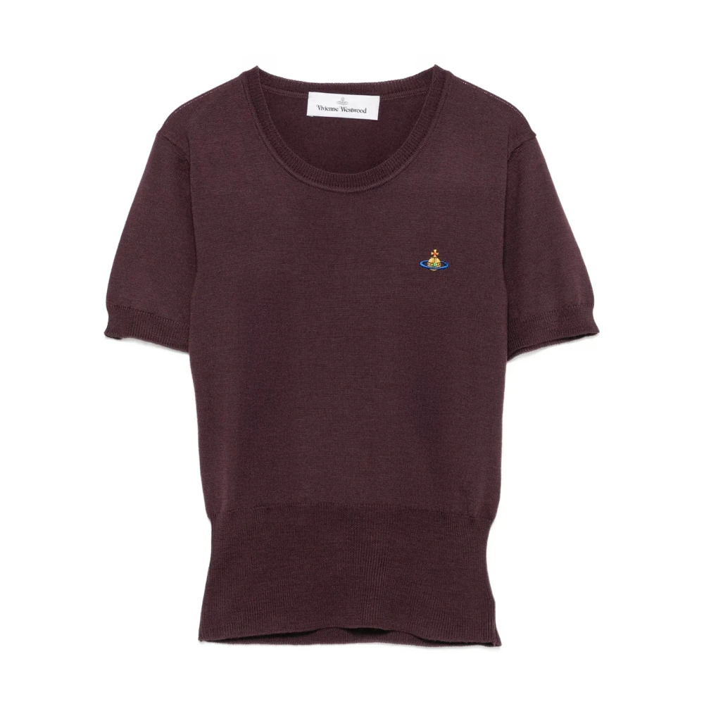 Vivienne Westwood Donna Marrone - Maglione A Maniche Corte In Lana Girocollo - Tops - L - Immagine 4