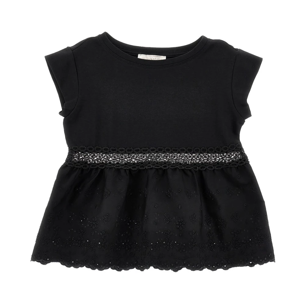 Monnalisa Girls Black Kids Blouses, 12 Y, Cotton-Jersey T-Shirt