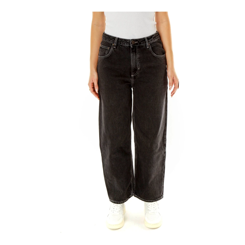 American vintage Hoge Taille Tapered Fit Jeans Gray Dames