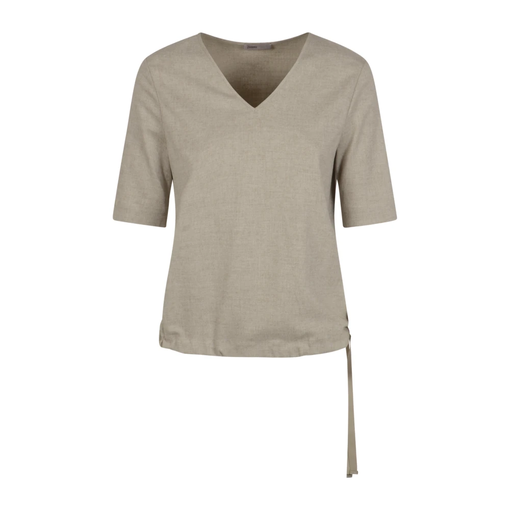 Herno Women's Brown T-Shirts, Xs, Woven Blouse For
