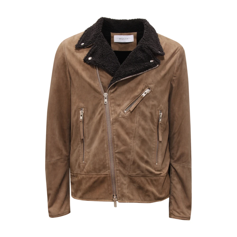 Bully Men's Brown Suede Jacket Black Model 5254 - Faux Fur & Shearling Jackets - L - Jackets