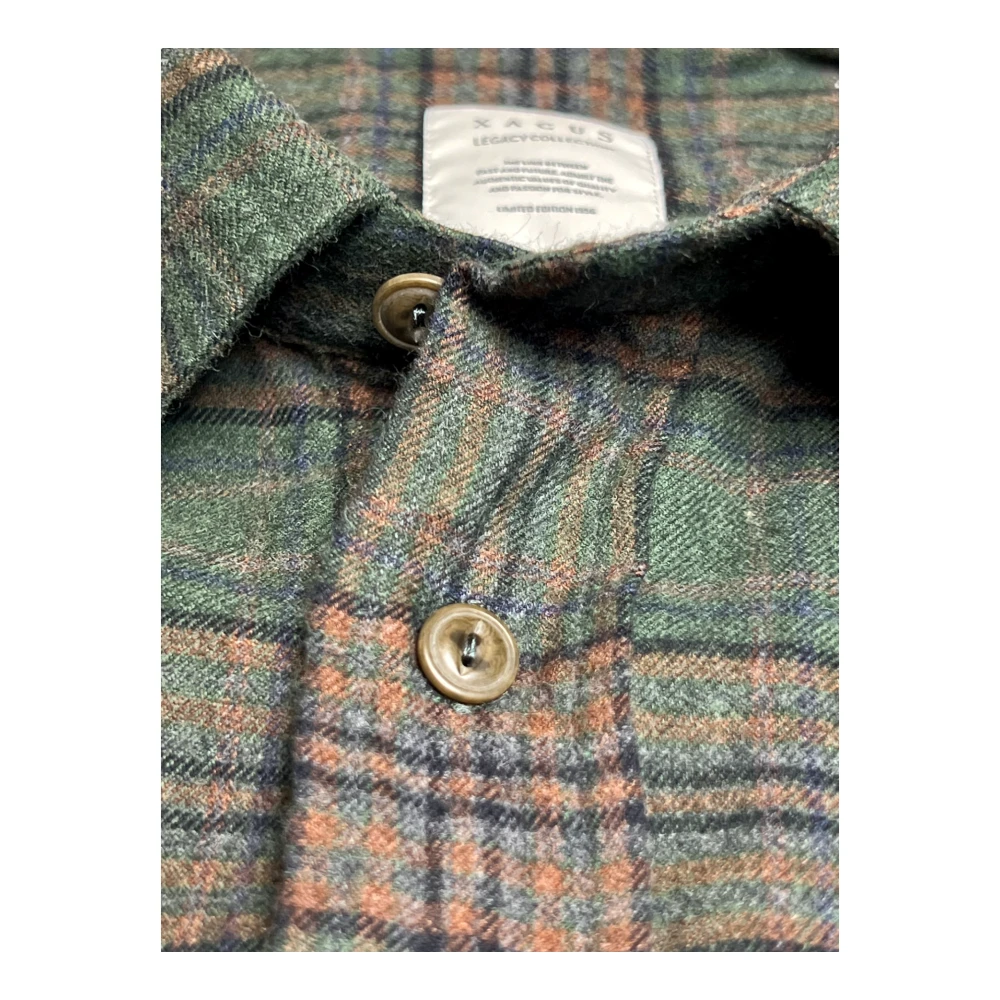 Xacus Flanellen Katoenen Legacy Geruite Shirt Groen Bruin Green Heren